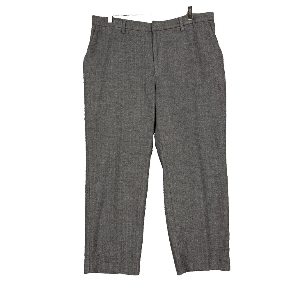 Lands End Pants‎ Womens 16W Grey Herringbone High Rise Work Career Elastic Waist